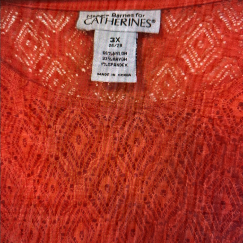 Maggie Barnes for Catherine’s Women’s Top Short Sleeve Sheer Pullover Red